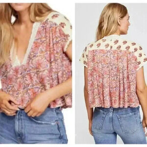 Free People Leilani‎ Boho Crop Tee Medium